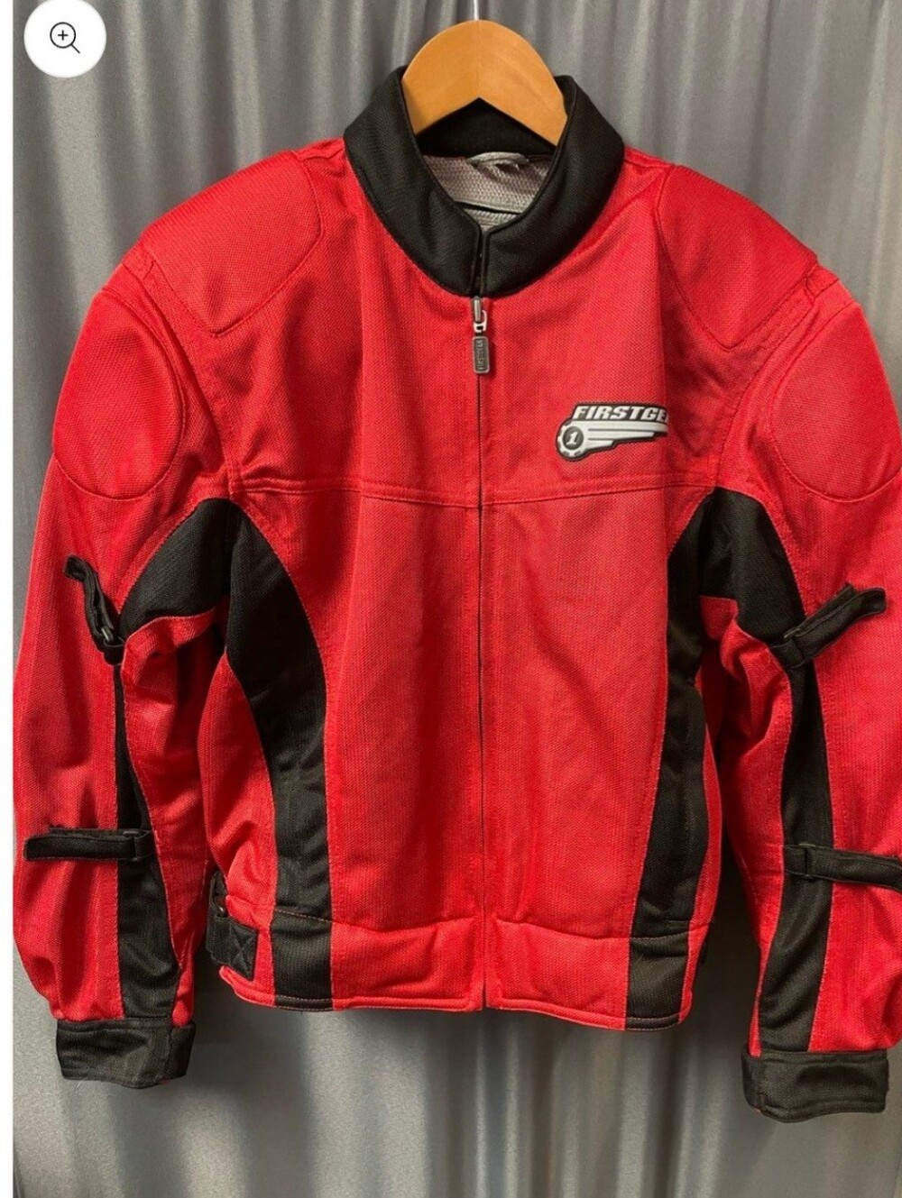 First Gear Women's Red Black Mesh Padded Motorcycle Riding Jacket Size M
